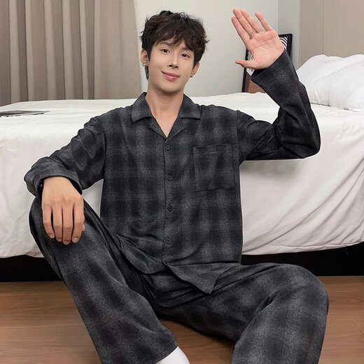 El nuevo pijama de otoño e invierno de Modal para pantalones de manga larga para hombres algodón de mediana edad y jóvenes de edad casual simple y de mayor tamaño, otoño 9929 L (100-130Jin [Jin es igual a 0,5 kg])
