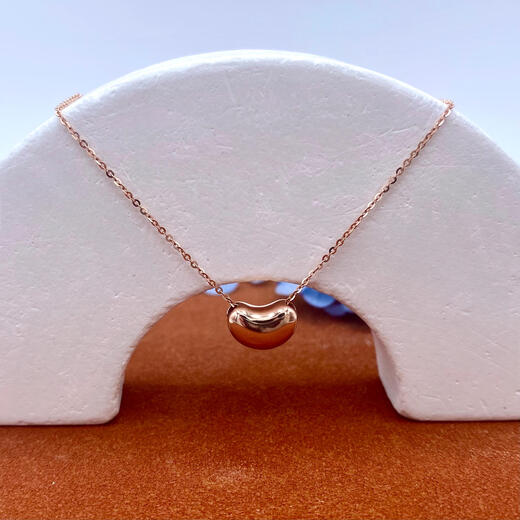 Shengbei 18k rose gold platinum fashion simple and versatile women's acacia pea chain necklace pendant 18K rose gold 2.07g 45cm