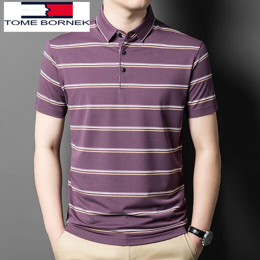 Tommy Shekelly Tommy Mula Silk Kurzarm T-Shirt Männer 2025 Sommer gestreiftes Middel mittlere Alters-Outfit Polo Shirt Männer 826 Green M 165 [Vorgeschlagen 100-125 Jin [Jin gleich 0,5 kg]]