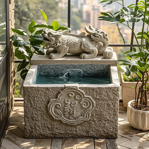 Garden outdoor fish pond landscape rockery fountain terrace garden turtle pond Pixiu Feng Shui tank flowing ornaments 6629 flowing water landscape combination