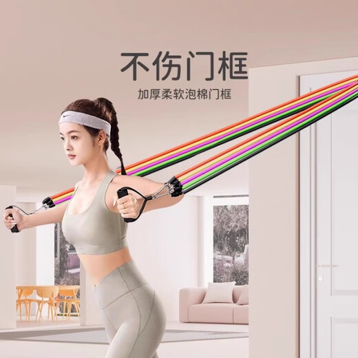 Zailu quality tension rope home fitness female high pull-down trainer back-hanging door elastic band Pilates bar 17-piece advanced set