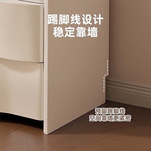 Xinang 2025 new solid wood bedroom high-end bedside six-drawer cabinet dressing table jewelry cabinet dressing table storage drawer cabinet integrated white 100cm + six-drawer cabinet + sunglasses + crescent lamb