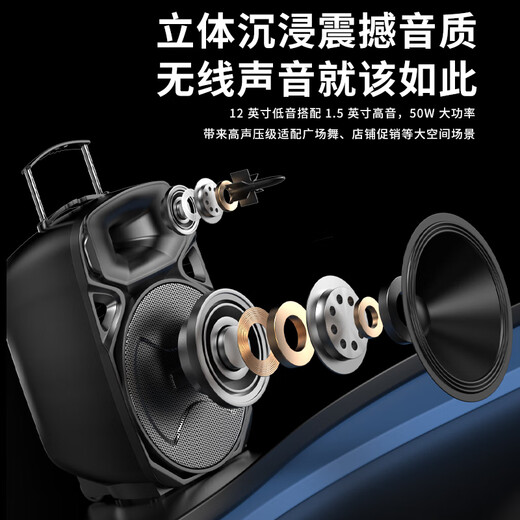 Sony Ericsson (soaiy) 12-inch square dance audio high-power portable outdoor heavy bass Bluetooth karaoke special high-volume mobile trolley speaker outdoor performance equipment dual microphone A89WM