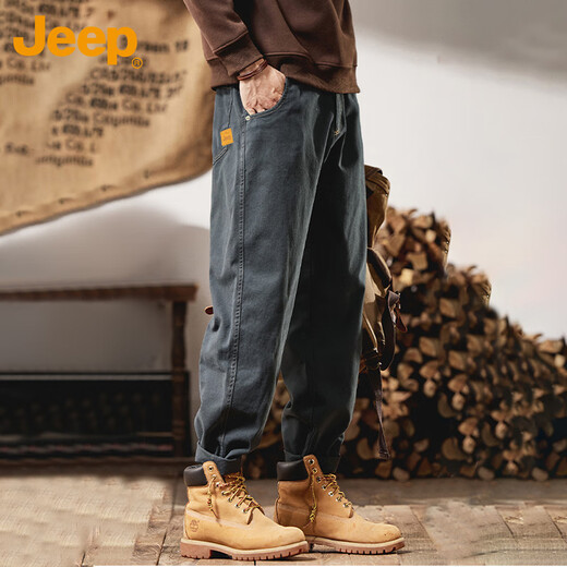 JEEP Casual Pants Men's Autumn and Winter Loose Pants Men's Workwear Straight Trendy Versatile Men's Pants Black XL