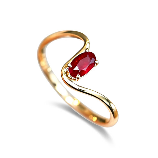 IDC cultured diamond 18K gold pigeon blood ruby ring rose gold wave light luxury twisted arm diamond ring as a gift for girlfriend 18k gold NGTC national inspection certificate 50 points