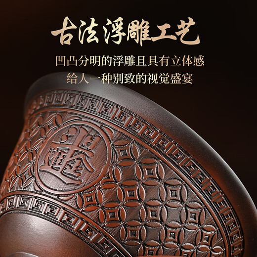 Not clumsy purple pottery three-cai covered bowl hovering covered bowl tea cup tea bowl single non-hot single tea set one person drinking to attract wealth