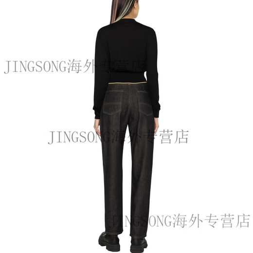 范思哲（VERSACE）FW23字母印花圆领短款长袖毛衣女款黑色 黑色 M