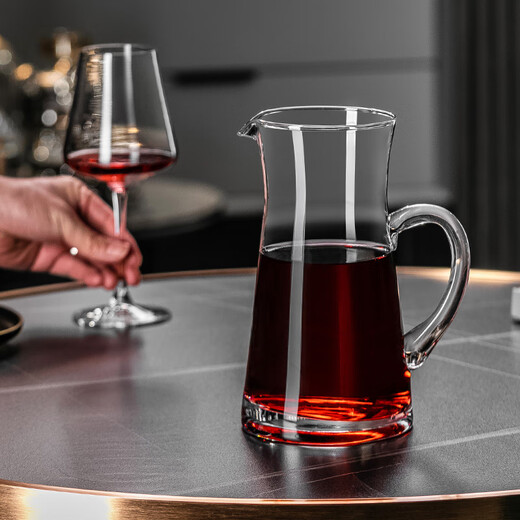 Genasi liquor dispenser household large crystal glass red wine decanter wine dispenser jug high-end light luxury wine set 500ml with handle decanter + moon shadow style red wine glass 425ml 2 pieces