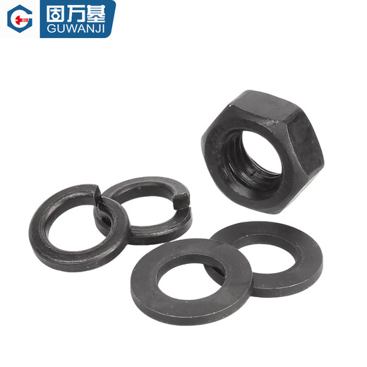 Guwanji Grade 12.9 High Strength Hexagonal Nut, Screw Cap, Flat Washer Spring Washer Set Combination M2M3M4M5M6M8-M30 Grade 12.9 Iron Black M8 50 Sets