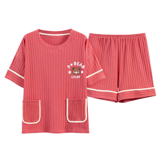 PAJAMAS GFXM с тонкой грудной подушкой для женщин в летних высококачественных хлопковых шортах Сладкие и милые плюс размером 200 джин [Jin равны 0,5 кг] домашняя одежда KNC3519 M Размер без молочной железы