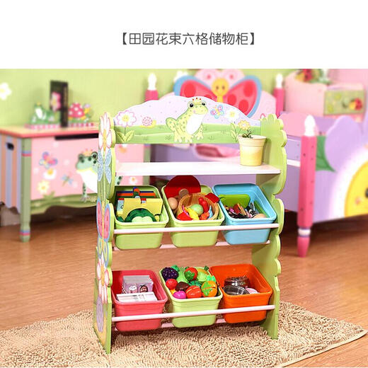 
teamsonFondoqi Baby Bookshelf Picture Bookshelf Children's Toys Storage Cabinet Furniture Kindergarten Pink Jungle Adventure 3-Floor Storage Chair TD-12799A