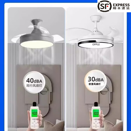 OPPLE Lighting Frequency Conversion Silent Fan Light LED Invisible Ceiling Fan Light Integrated Living Room Light Home Restaurant Light Large Air Volume No Voice 42-inch Double Ring White + Frequency Conversion + Remote Control