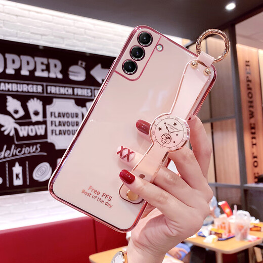 三星（SAMSUNG）适用原装S21FE手机壳S21ef腕带保护硅胶套5G全包防摔软壳SM一G9900网红女款galaxy新品创意斜挎挂 三星S21 FE【樱花粉】*带创意腕带支架送全屏软