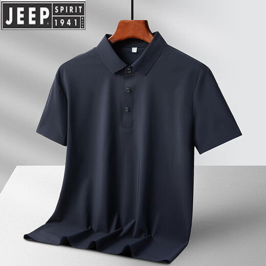 JEEP SPIRIT吉普2025冰丝速干POLO衫男士夏季薄.款感无痕凉感夏装短袖t恤 6629中灰 M -110斤