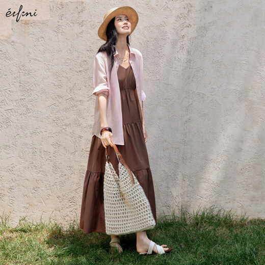 
Eifli (eifini) Eifli large version relaxing and slack shirt for women 2025 summer new versatile commuter basic texture top Pink S 80-110Jin [Jin equals 0.5 kg]