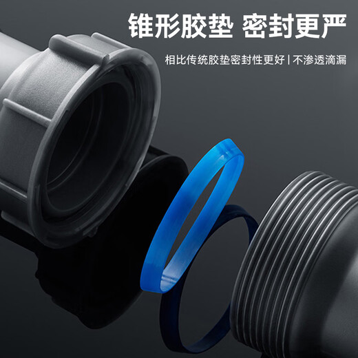 Dezhong kitchen sink drain pipe, anti-odor, anti-scalding, space-saving sink drain pipe complete set, double-slot accessories, anti-blocking drain pipe D13