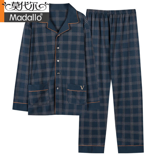 Modal Brand Pyjamas Herren Frühling und Herbst Baumwolle langärmelige Pyjama-Herren-Heimkleidung Herbst und Winter-Strickjacken können außerhalb von Anzug HJ9913 L [geeignet für 110-135 Jin [Jin gleich 0,5 kg] geeignet sein]