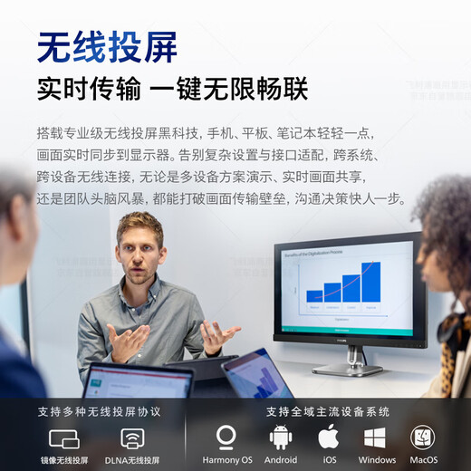 Philips (PHILIPS) 27-Zoll-2K-Wireless-Projektionsdisplay mit Anti-Blaulicht-Hardware Typ C65W 120 Hz PBP-Split-Screen-Lift-Lautsprecher für kommerzielles Bürodisplay 27B2W5600