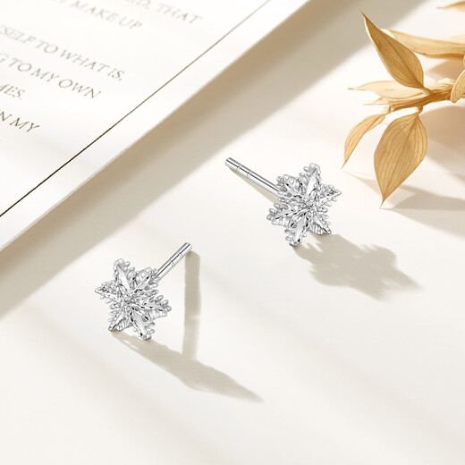 Chao Acer Frosty Snowflake Platinum Earrings Women's PT950 Earrings for Girlfriend's Birthday Gift Priced at RMB 170 0.85g One Pair Contains Silicone Ear Plugs