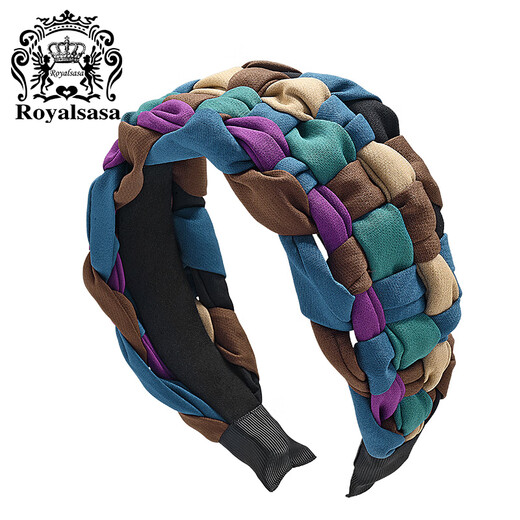Royal sasa royal salsa braided mix and match contrasting color headband with wide brim to cover white hair and show face small headband hairpin to wash face and collect broken hair accessories
