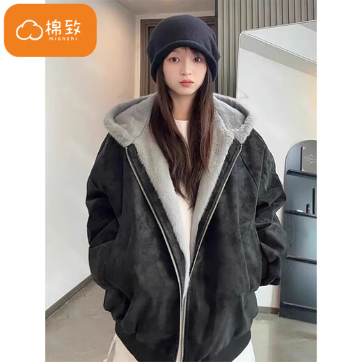 Cotton mountain sculpture hooded cotton jacket for women in winter new style plus velvet thickened warm jacket cotton coat down jacket down jacket M6047 apricot color high quality L 100-120Jin Jin is equal to 0.5 kg