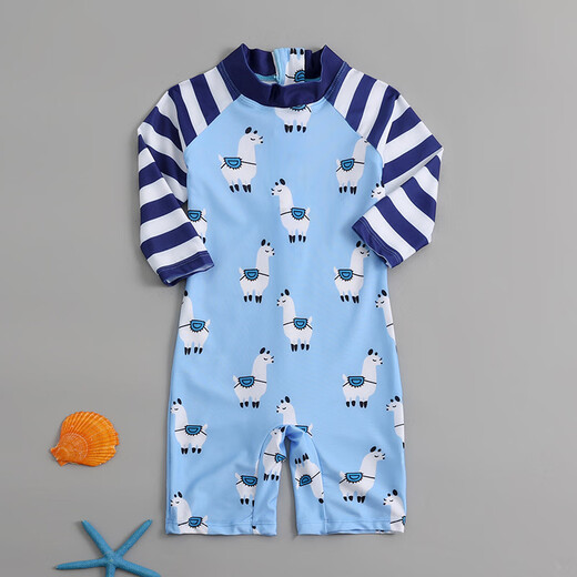 New children's one-piece swimsuit long-sleeved sun protection quick-drying baby surfing suit wholesale boys girls toddler swimwear 2095 Purple Coconut Tree L