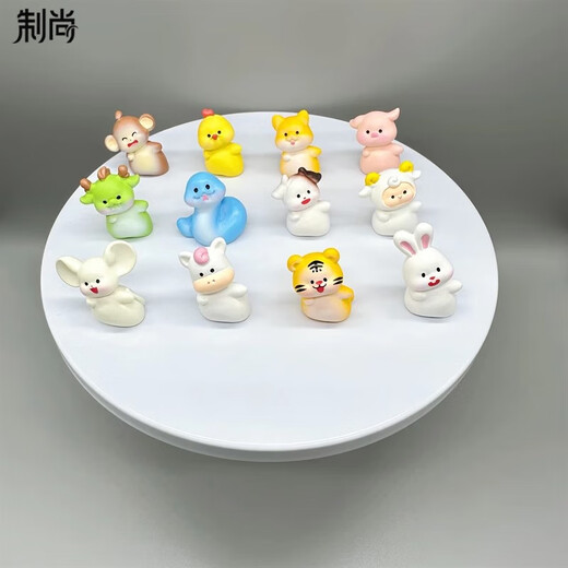 
Creative tilted head zodiac DIY decoration accessories mini desktop small ornaments children toy model gifts 12 cute zodiac signs set