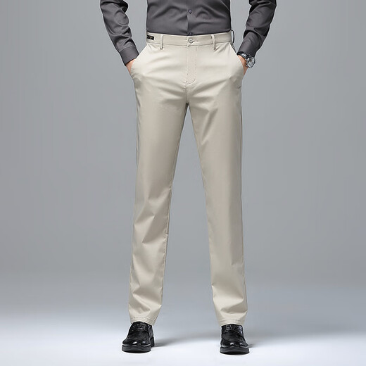 Jiumuwang Frühlings- und Sommer neue Männer -Casual Hosen -Geschäftsleute für Männer Kleidung Vaters Lange Hosen lose geradlinige elastische Herrenhosen 9892 Black 29