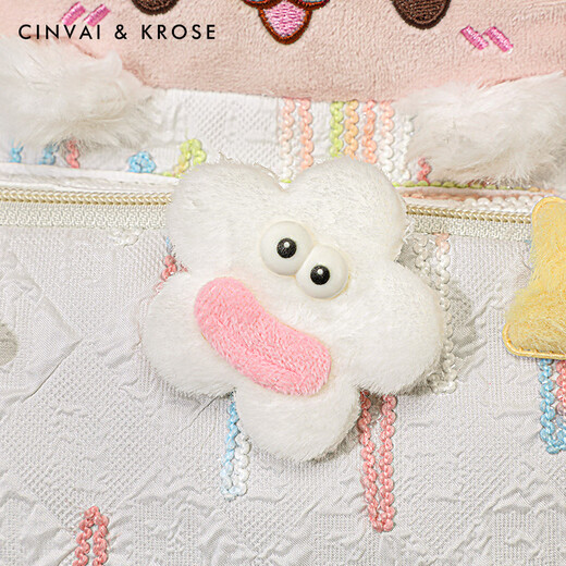 CinvaiKrose official small c/k high-quality plush lamb backpack for women 2025 new lightweight student backpack rainbow white