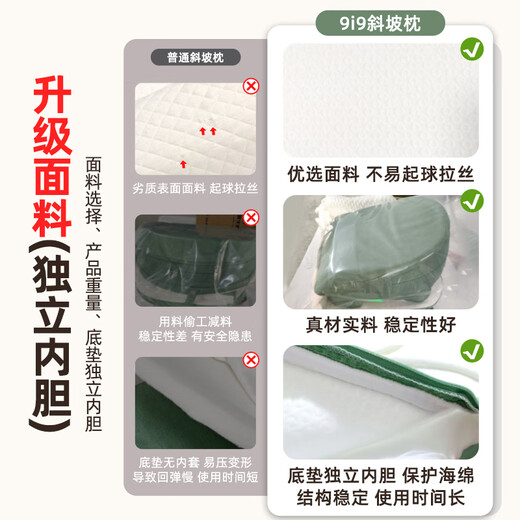 9i9 baby anti-vomiting slope cushion pillow newborn baby breastfeeding pillow auxiliary feeding pillow light oxygen green 0-36 months