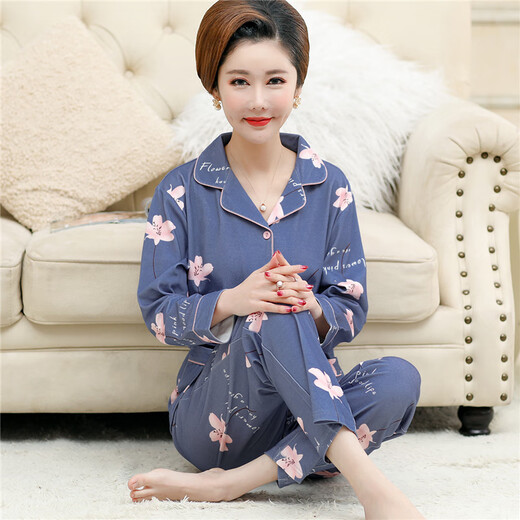 
Arctic velvet pajamas women pure cotton middle-aged mother long sleeve spring and autumn cotton mother-in-law suit thin middle-aged and elderly home clothes summer wine red WD-9901 wine red # M [Suggestion 80-100Jin [Jin equals 0.5 kg]]