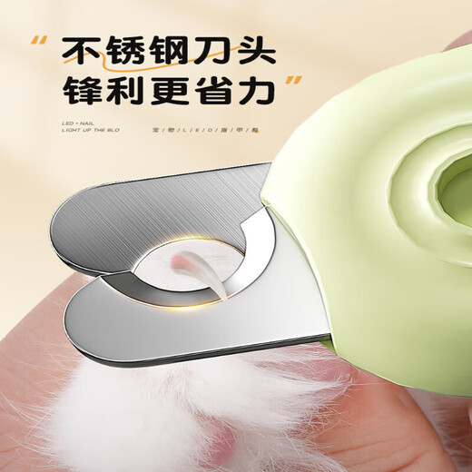 Pupan cat nail scissors, special scissors for cats, dog and pet kitten knife and pliers artifact, small dog and kitten toe trimming supplies, built-in LED blood line light, matcha color nail scissors-