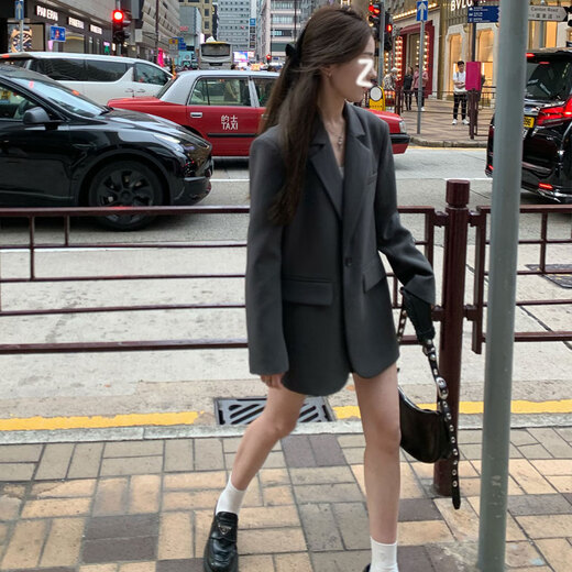 Xinnan 2025 new style gray suit jacket for women in spring and autumn, no ironing, high-end sense, versatile temperament, student casual commuting suit, gray suit jacket, suitable for 120Jin, Jin is equal to 0.5kg or less