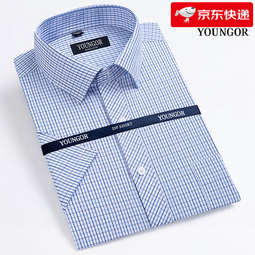 PDG Yageol Summer Men's Short à manches Business Fenses formelles Contrus lâche Travail sans fer à plaid Couleur de couleur Men DX6623 44 (poids suggéré 180-195 Jin [Jin est égal à 0,5 kg]))