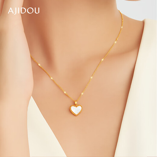 AJIDOU Ajidou necklace niche popular double-sided love pendant thin chain light luxury high-end workplace versatile birthday gift