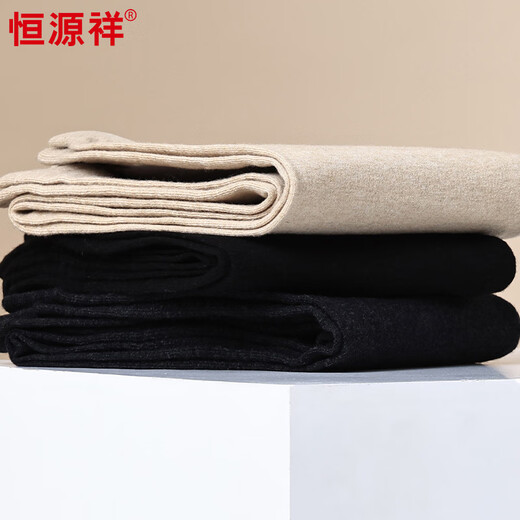 Hengyuanxiang Thin Women's Wool Pants Warm Pants Seamless Spring and Autumn Inner Wear Slim High Waist Knitted Leggings Women Black M