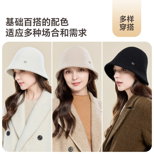 JIUMU pure wool hat women's winter women's fisherman hat autumn and winter hat women's warm basin hat elegant top hat