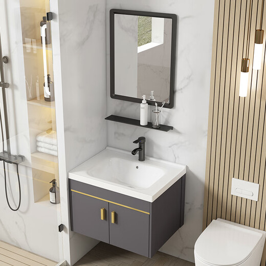 
DAFIFY small apartment bathroom cabinet bathroom wash basin cabinet combined ceramic integrated basin balcony wash basin sink basin 1618 hanging cabinet 4837cm mirror cabinet