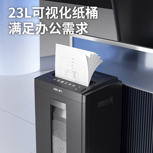 Deli 27530 Office Paper Shredder 5 Niveau Confidentiel Papier Shredder Document commercial Crusher High Power Electric Large 14404-6 Niveau 30 Minutes 5 Feuilles 20L Break Spike