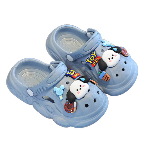 Children's hole shoes for boys and girls in summer 2025 new style medium and large children's baby wearing indoor non-slip sandals for boys blue 24 -25 size [inner length 17cm]