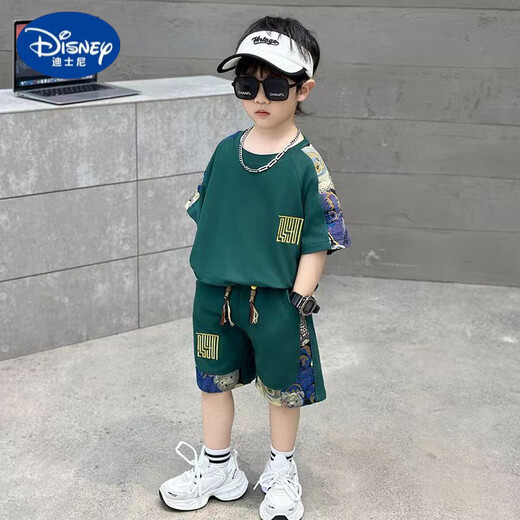 Disney casual boy fashion suit 2025 children's fashionable loose summer sleeveless trendy comfortable clothes baby boy 1047 [white] set 90