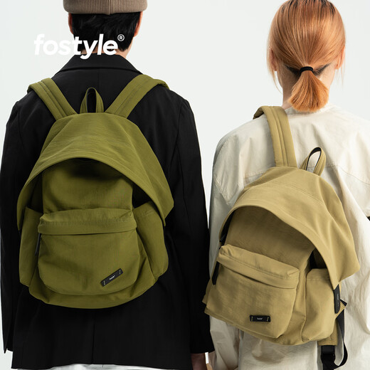 FOSTYLE预售15寸帽檐双肩包Dora版通勤旅游上学户外双肩包书包妈咪包双肩 苔藓绿/15寸