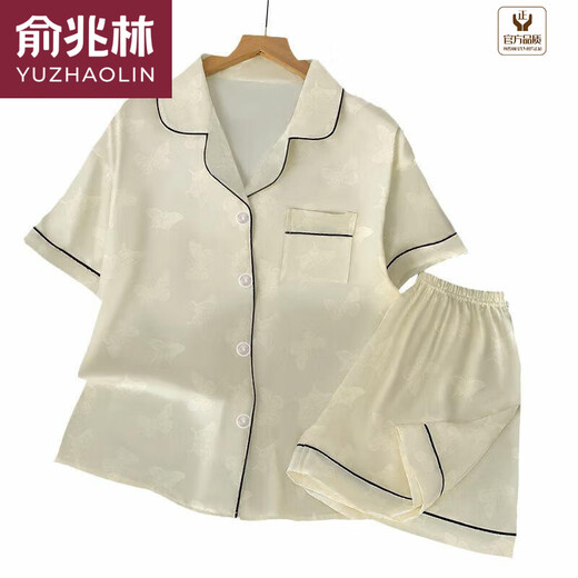 Yu Zhaolin (YUZHAOLIN) 2025 new pajamas for women in summer ice silk short sleeve thin style large size ice silk home clothing set spring and summer YX9214 M (75-95)Jin[Jin equals 0.5 kg]