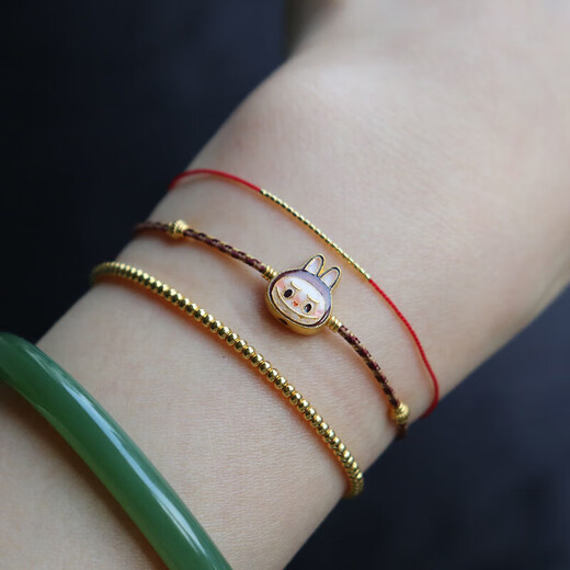 Yue Bu Lao Phoenix 999 gold color, golden touch, cute, light luxury, golden braided rope bracelet, Meila