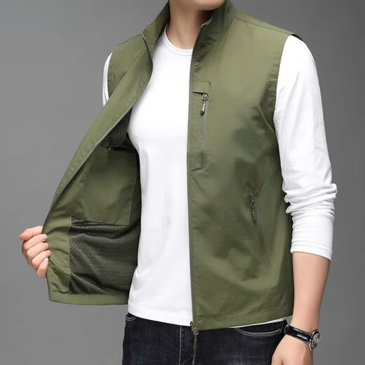 
Classic Car (LAOYECHE) Spring and Summer Vest Stand Collar Outdoor Trend Leisure Sports Fishing Vest Working Vest Men's Quick Dry Jacket 686 Blue XL
