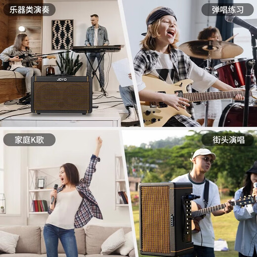 JOYO Guitar Singing Speaker Outdoor Roadshow Indoor Live Broadcast Internal Recording Karaoke Charging Bluetooth Speaker AC-40S+CM-12 Noise Reduction Instrument Cable