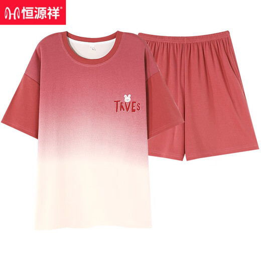 恒源祥纯棉睡衣女套装短袖学生全棉可外出门夏天小个子家居服套装 Y9854 M 【75-95斤穿】