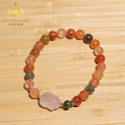 Bailuoqi Single Circle Fortune and Shou Bracelet Women's Rabbit Pendant Longevity Transfer Fortune and Shou Bracelet Beads Fortune and Shou Bracelet - Plain Circle Bead Diameter 8mm