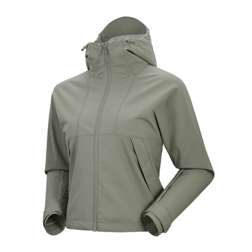Kailas Solid Color Sports Outdoor Mountaineering winddichte spritzproofes Kapuze-Softschalenjacke Frauen im Stil Schwarz L.