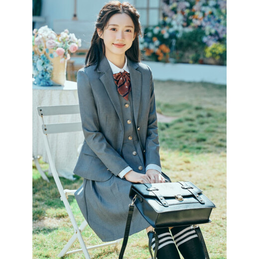 今诩幼儿园教资面试穿搭老师连衣裙两件套教师园服套装早教幼师工作服 9926灰色单西装 S